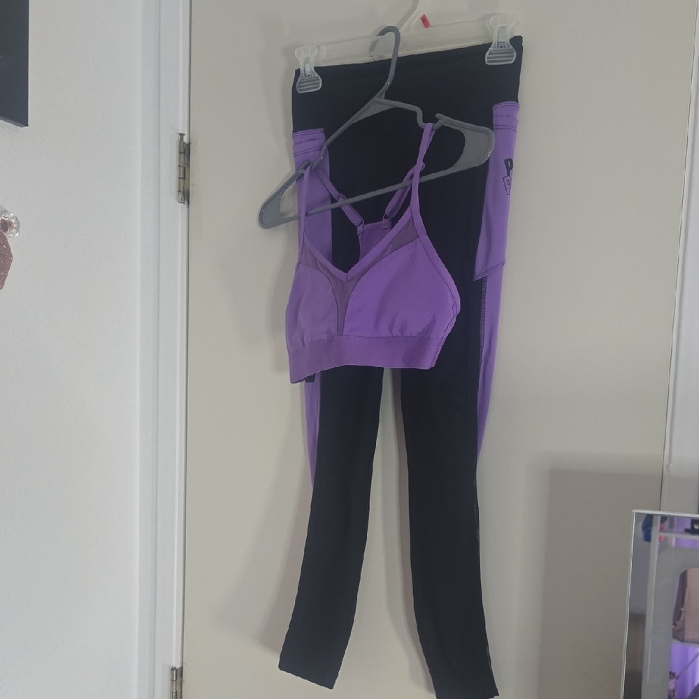 PINK VS Active Purple & Black Activewear Women's Workout Set (EUC)(XS)🖤💜🖤